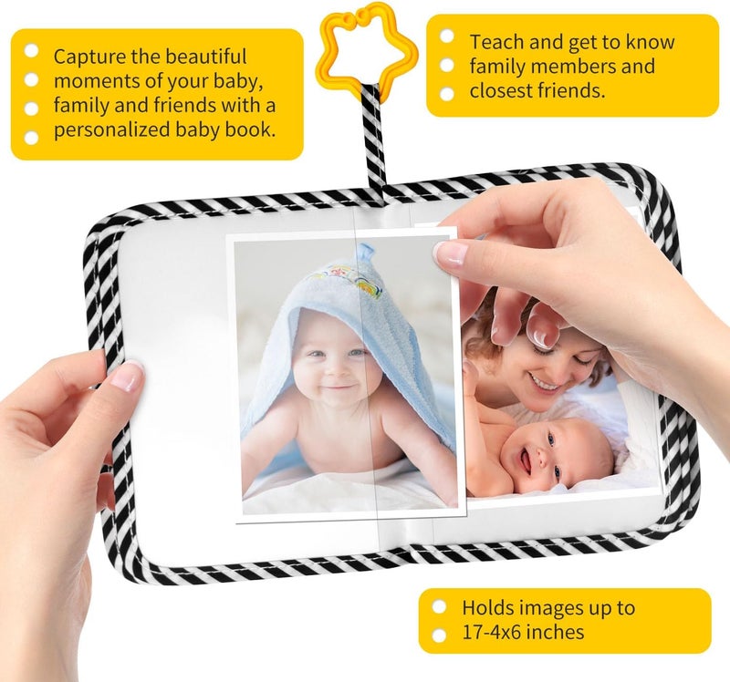 Grekos My First Book Of Photos, Baby's My First Family Album, My First Photo Book For Baby Holds 17 4x6 Photos,Toddler Photo Album With Safety Mirror,Soft Cloth Photo Book For Newborn Toddler & Kids (yellow) - Image 2